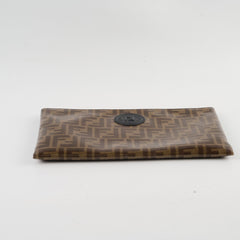 Fendi Zucca Brown Coated Canvas Clutch