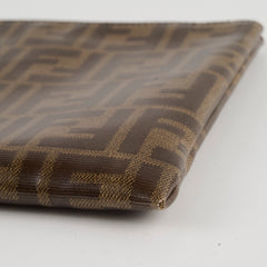 Fendi Zucca Brown Coated Canvas Clutch