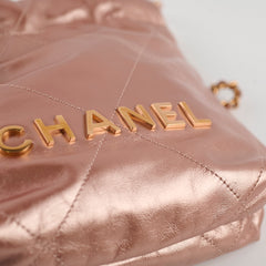 Chanel Mini 22 Metalic Pink Microchipped
