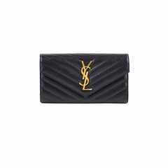 Saint Laurent Cassandre Matelasse Long Wallet Black