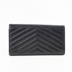 Saint Laurent Cassandre Matelasse Long Wallet Black
