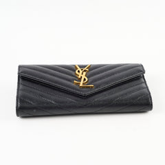 Saint Laurent Cassandre Matelasse Long Wallet Black