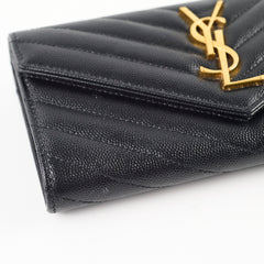 Saint Laurent Cassandre Matelasse Long Wallet Black