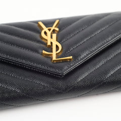 Saint Laurent Cassandre Matelasse Long Wallet Black