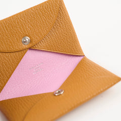 Hermes Calvi Verso Card Holder Caramel Chevre Mysore Leather - Z Stamp