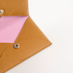 Hermes Calvi Verso Card Holder Caramel Chevre Mysore Leather - Z Stamp