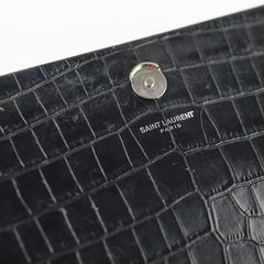 Saint Laurent Kate Tassel Medium Black Croc Embossed