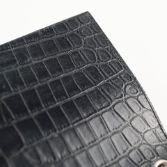 Saint Laurent Kate Tassel Medium Black Croc Embossed