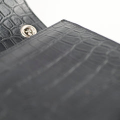 Saint Laurent Kate Tassel Medium Black Croc Embossed