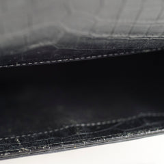 Saint Laurent Kate Tassel Medium Black Croc Embossed