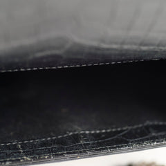 Saint Laurent Kate Tassel Medium Black Croc Embossed