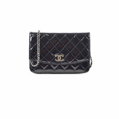 Chanel WOC Wallet On Chain CC Crystal Patent Black