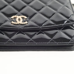 Chanel WOC Wallet On Chain CC Crystal Patent Black