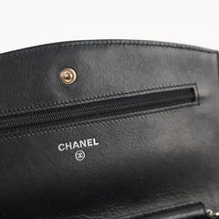 Chanel WOC Wallet On Chain CC Crystal Patent Black