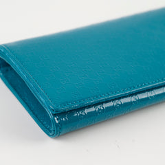 Gucci Micro Guccissima Patent Leather Green Broadway Clutch