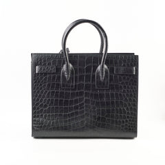 Saint Laurent Medium Sac De Jour Croc Embossed Black
