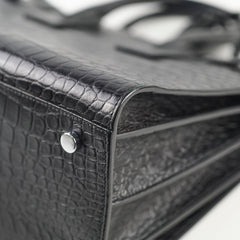 Saint Laurent Medium Sac De Jour Croc Embossed Black