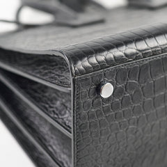 Saint Laurent Medium Sac De Jour Croc Embossed Black