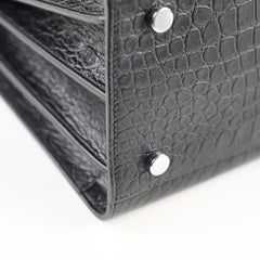 Saint Laurent Medium Sac De Jour Croc Embossed Black