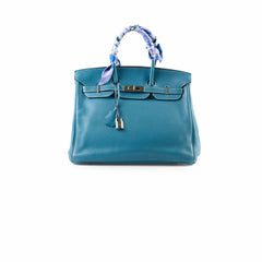 Hermes Birkin 35 Clemence Blue Jean - Stamp O Square