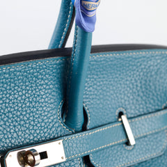 Hermes Birkin 35 Clemence Blue Jean - Stamp O Square