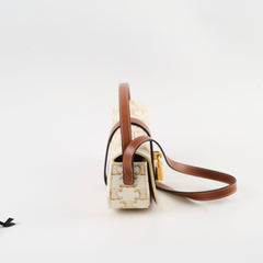 Celine Triomphe Tabou Canvas Clutch with Strap White/Tan