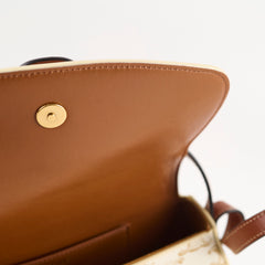 Celine Triomphe Tabou Canvas Clutch with Strap White/Tan