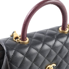 Chanel Small Coco Handle Lizard Handle Black