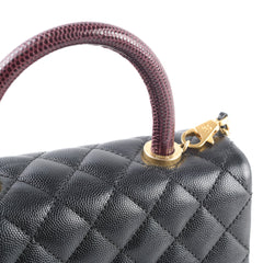Chanel Small Coco Handle Lizard Handle Black