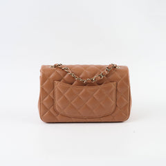 Chanel Lambskin Mini Rectangular LGHW Caramel Microchip
