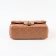 Chanel Lambskin Mini Rectangular LGHW Caramel Microchip