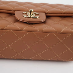 Chanel Lambskin Mini Rectangular LGHW Caramel Microchip