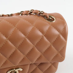 Chanel Lambskin Mini Rectangular LGHW Caramel Microchip