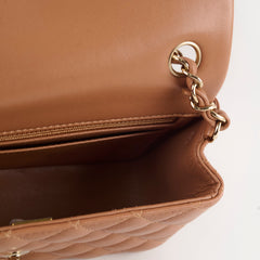 Chanel Lambskin Mini Rectangular LGHW Caramel Microchip