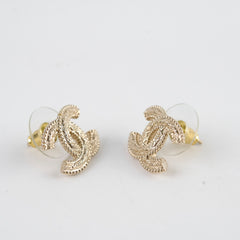 Chanel Gold Tone CC Stud Earrings