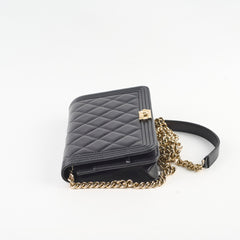 Chanel Lambskin Boy Wallet On Chain WOC Black