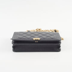 Chanel Lambskin Boy Wallet On Chain WOC Black
