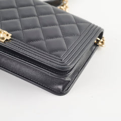 Chanel Lambskin Boy Wallet On Chain WOC Black