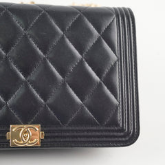 Chanel Lambskin Boy Wallet On Chain WOC Black
