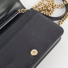 Chanel Lambskin Boy Wallet On Chain WOC Black