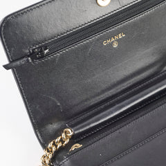 Chanel Lambskin Boy Wallet On Chain WOC Black