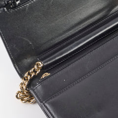 Chanel Lambskin Boy Wallet On Chain WOC Black