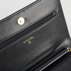 Chanel Lambskin Boy Wallet On Chain WOC Black