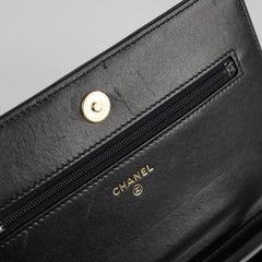 Chanel Lambskin Boy Wallet On Chain WOC Black