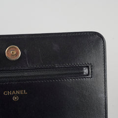 Chanel Lambskin Boy Wallet On Chain WOC Black