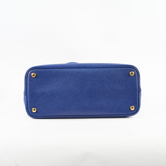 Prada Saffiano Cuir Double Tote Bag Blue