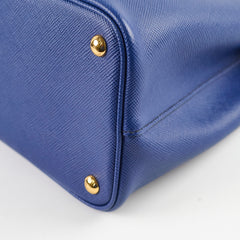 Prada Saffiano Cuir Double Tote Bag Blue