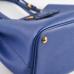 Prada Saffiano Cuir Double Tote Bag Blue