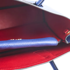 Prada Saffiano Cuir Double Tote Bag Blue