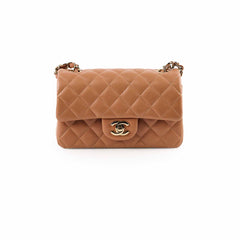 Chanel Mini Rectangle Lambskin Caramel Dark Beige (30 series)
